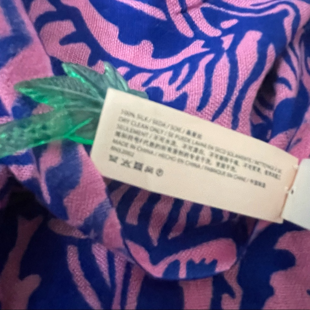 Juicy Couture Oversized Blue Pink Paisley Scarf Wrap Shawl Very Soft 100% Silk - Picture 9 of 9